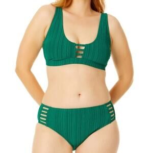 Time and Tru Green Cutout Detail Textured 2pc Bikini Swimsuit Plus Size 3x